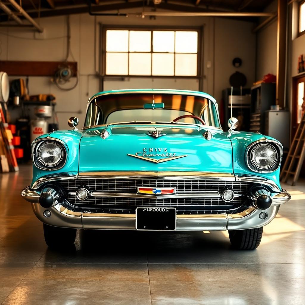 Fully restored turquoise 1957 Chevy Bel Air