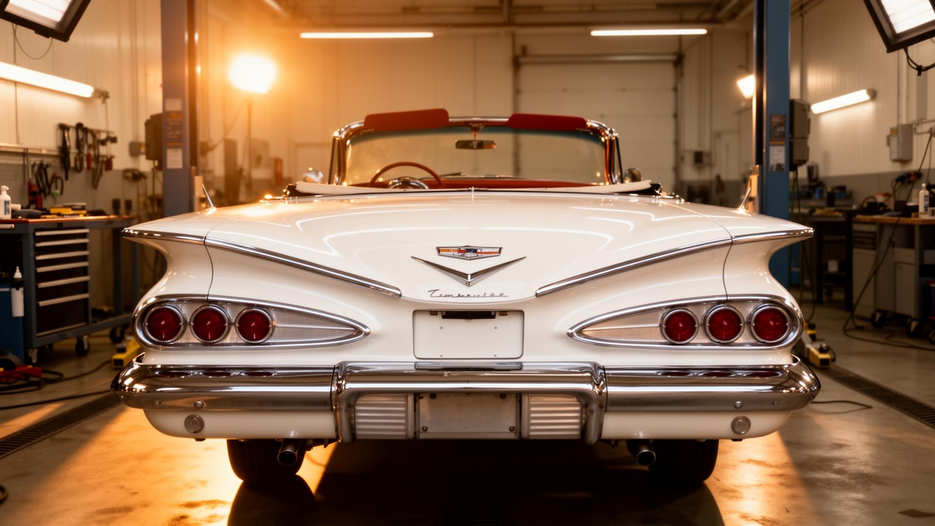 Pristine white 1959 Chevrolet Impala Convertible showcase